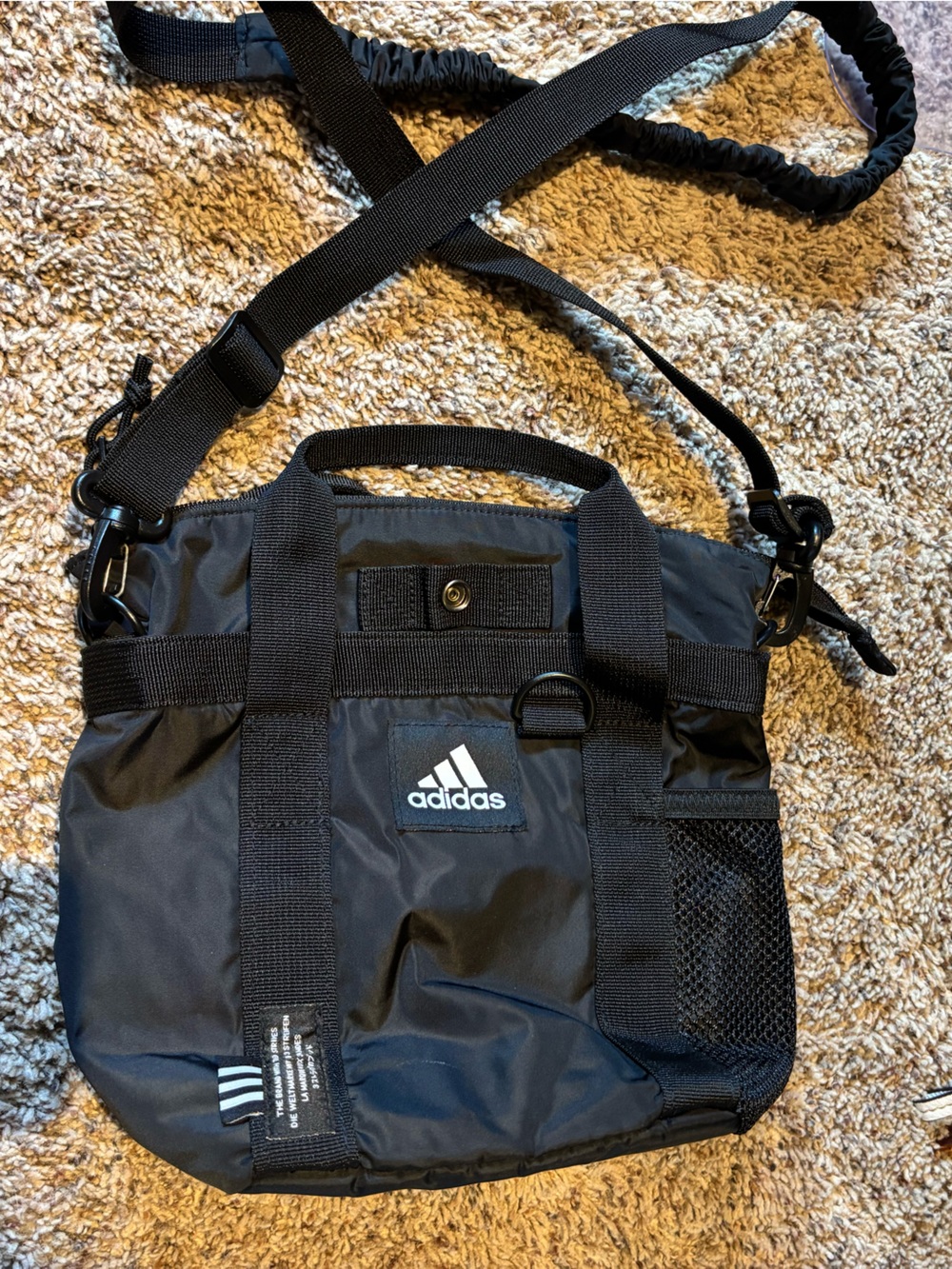 adidas Black Messenger Crossbody Bag with Adjustable Strap